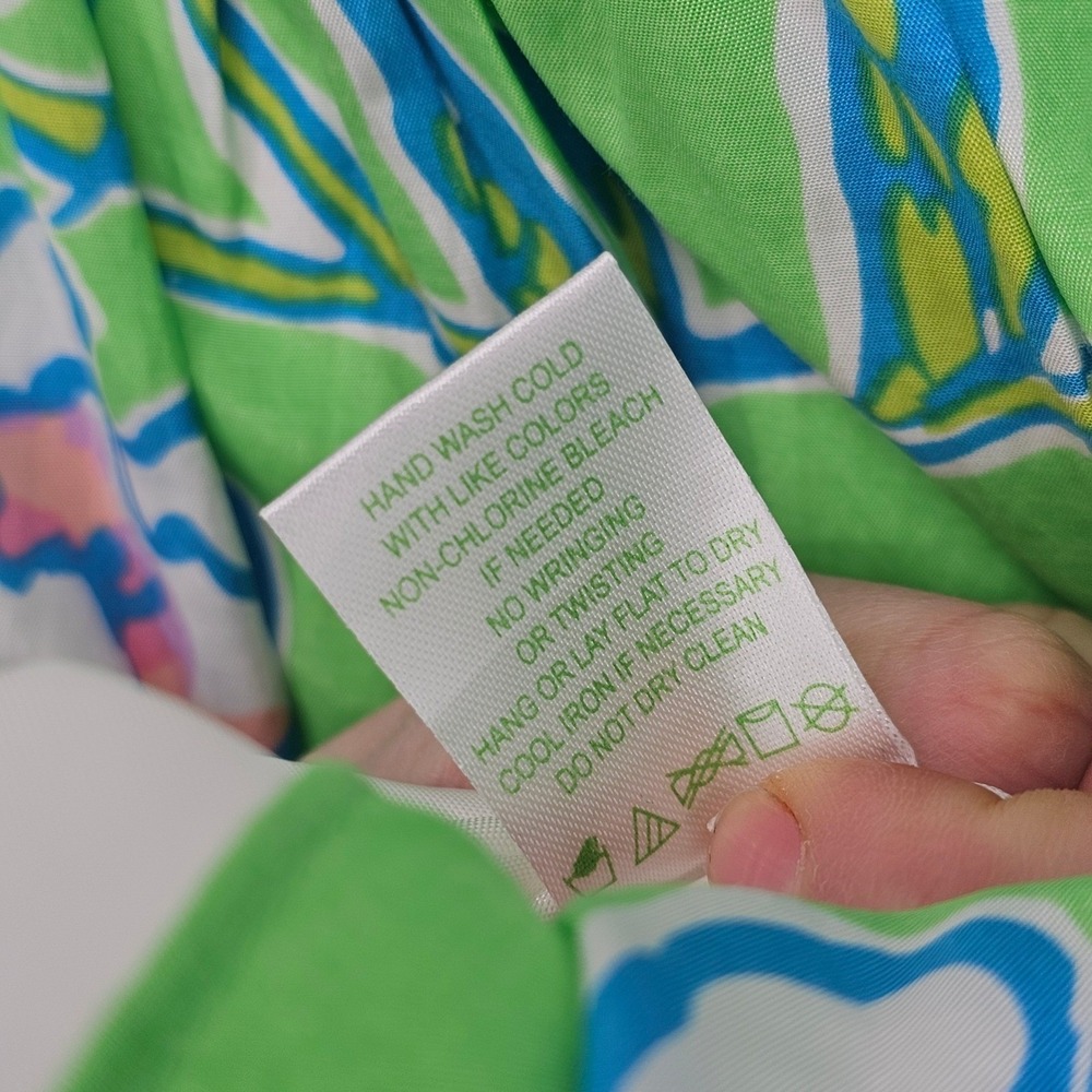 Lilly Pulitzer Langley Silk Cotton Strapless Dress 00 Green Floral Beaded Preppy - Picture 7 of 16